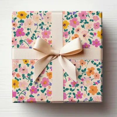 Colorful Floral Gift Box with Elegant Bow Design