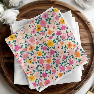 Colorful Floral Pattern Napkin Set for Elegant Dining