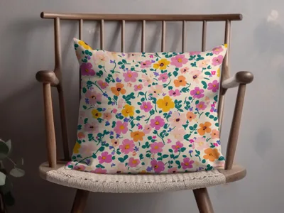 Vibrant Floral Pattern Decorative Throw Pillow Cushion