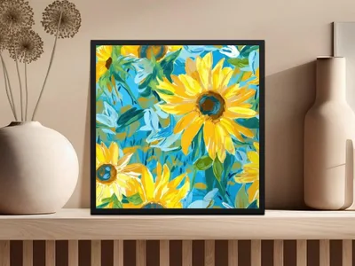 Sunflower Digital Paper, Floral Pattern JPEG, Seamless Texture, Sunny Summer Design, Scrapbooking, Crafts, Fabric Print, Backgrounds - Moore and Mountain