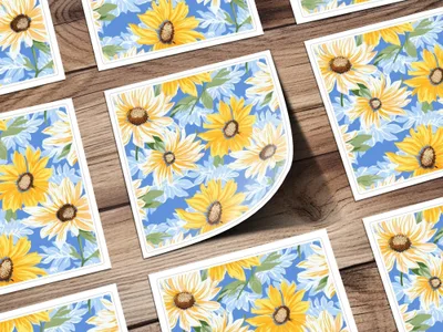 Sunflower Digital Paper, Floral Seamless Pattern, Commercial Use Background, Yellow Flower Clipart, Summer Print Fabric Pattern - Moore and Mountain