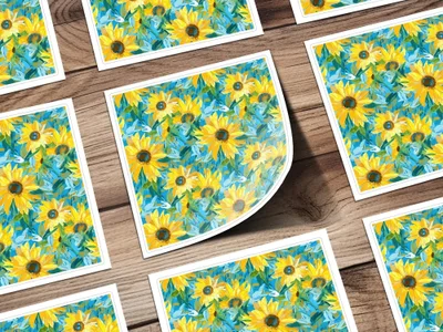 Sunflower Digital Paper, Floral Seamless Pattern, Yellow Flower JPEG Files, Fabric Design, Scrapbooking Paper, Digital Download - Moore and Mountain