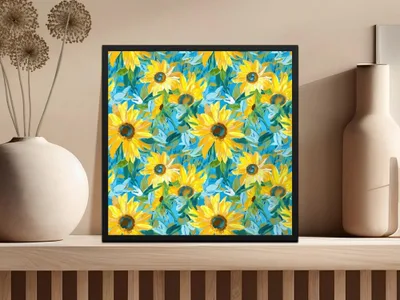 Sunflower Digital Paper, Floral Seamless Pattern, Yellow Flower JPEG Files, Fabric Design, Scrapbooking Paper, Digital Download - Moore and Mountain
