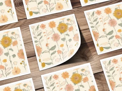 Sunflower Digital Paper, Seamless Floral Pattern, Boho Chic Design, Digital Background, Fabric Design, 12x12 JPEG, Printable Paper - Moore and Mountain
