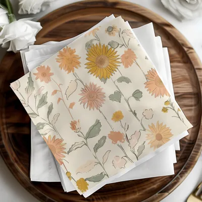 Sunflower Digital Paper, Seamless Floral Pattern, Boho Chic Design, Digital Background, Fabric Design, 12x12 JPEG, Printable Paper - Moore and Mountain