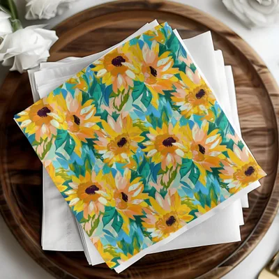 Sunflower Digital Paper, Watercolor Floral Pattern, Summer Seamless Design, Yellow Flower Print, Sunny Botanical Image, Digital Download - Moore and Mountain