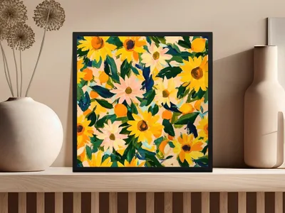 Sunflower Digital Seamless Pattern, Lemon Summer Print, JPEG File, Printable Fabric Design, Floral Pattern, Yellow Flower Design - Moore and Mountain