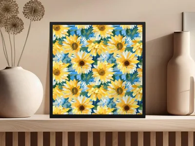 Sunflower Seamless Pattern Digital Paper, Floral Design, Summer Background, Digital Download for Fabric, Scrapbooking, Craft Projects - Moore and Mountain