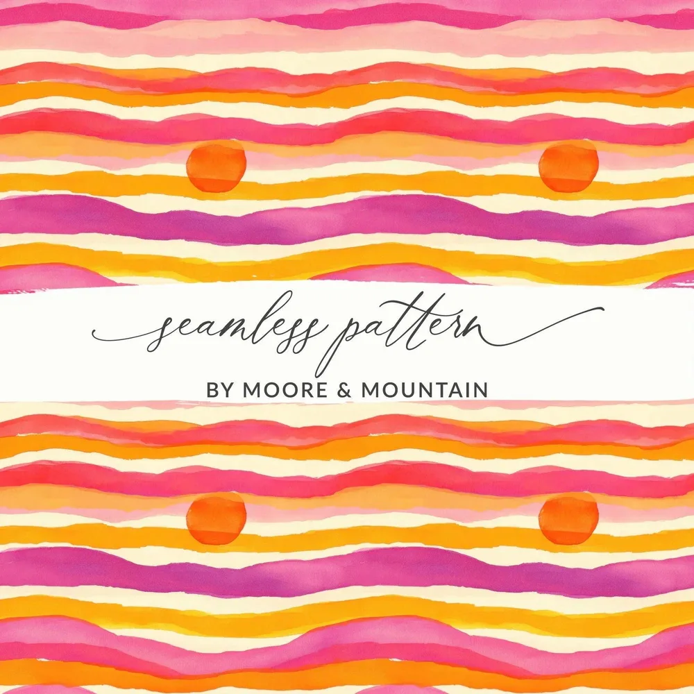 Sunset Stripes Digital Paper, Abstract Seamless Pattern, Pink Orange JPEG, Digital Download, Scrapbook Paper, Craft Supply, Printable Art - Moore and Mountain