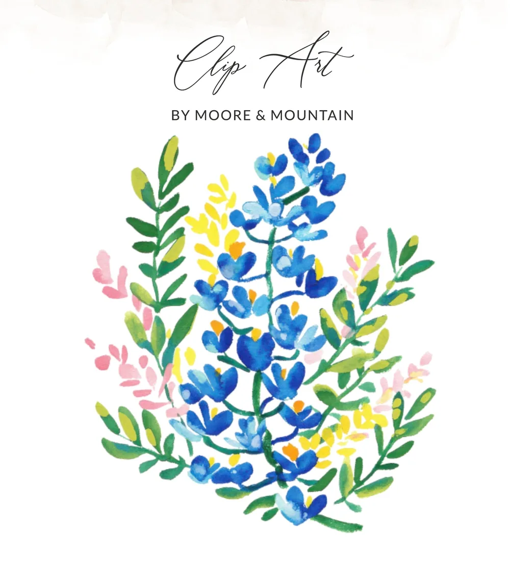 Bluebonnet floral clip art by Moore & Mountain.