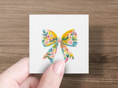 SVG Floral Bow Watercolor Illustration PNG SVG, Preppy Clipart Graphic, Colorful Pastel Design, Whimsical Art Print, Girly Sticker File
