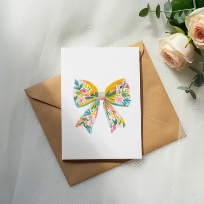 SVG Floral Bow Watercolor Illustration PNG SVG, Preppy Clipart Graphic, Colorful Pastel Design, Whimsical Art Print, Girly Sticker File