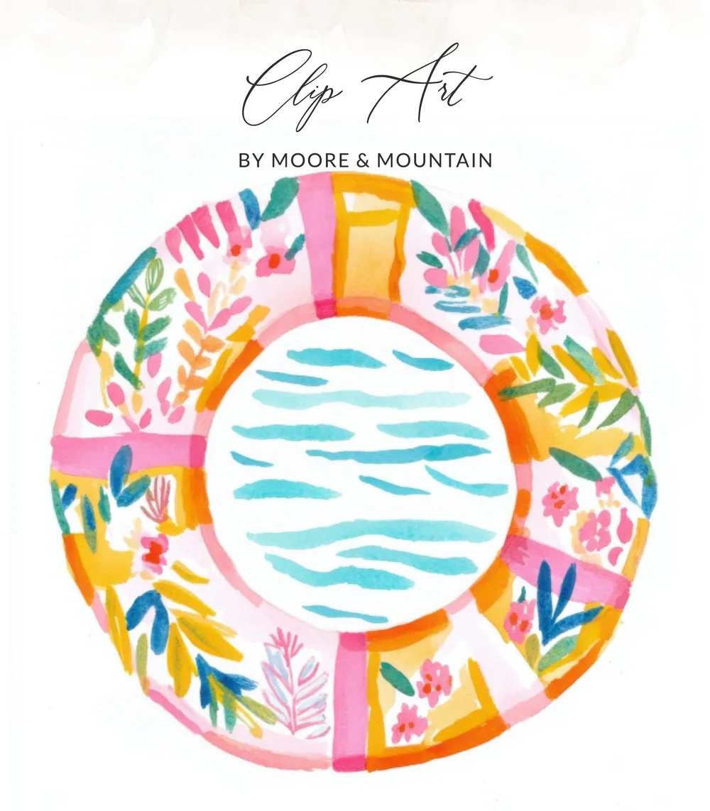 SVG Floral Pool Float SVG, Summer Water PNG, Preppy Neon Clipart, Girly Beach Illustration, Trendy Sticker Design, Sublimation Digital Art