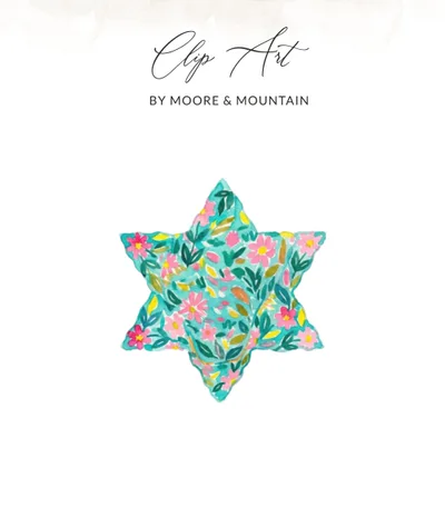 SVG Floral Star of David Digital Art Print | Watercolor Magen David Jewish Symbol Decor | Boho Judaica Instant Download Gift