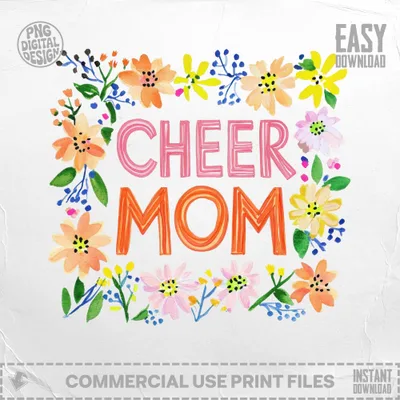 SVG Preppy Cheer Mom PNG, SVG, Gouache Style Illustration, Watercolor Graphic, Painterly Pastel Artwork, Vibrant Artsy Girly Clipart, Trendy