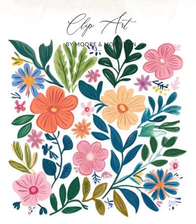 SVG Preppy Floral PNG SVG, Watercolor Digital Print, Colorful Girly Graphic, Trendy Sticker Design, Tropical Illustration, Rainbow Art, Digital