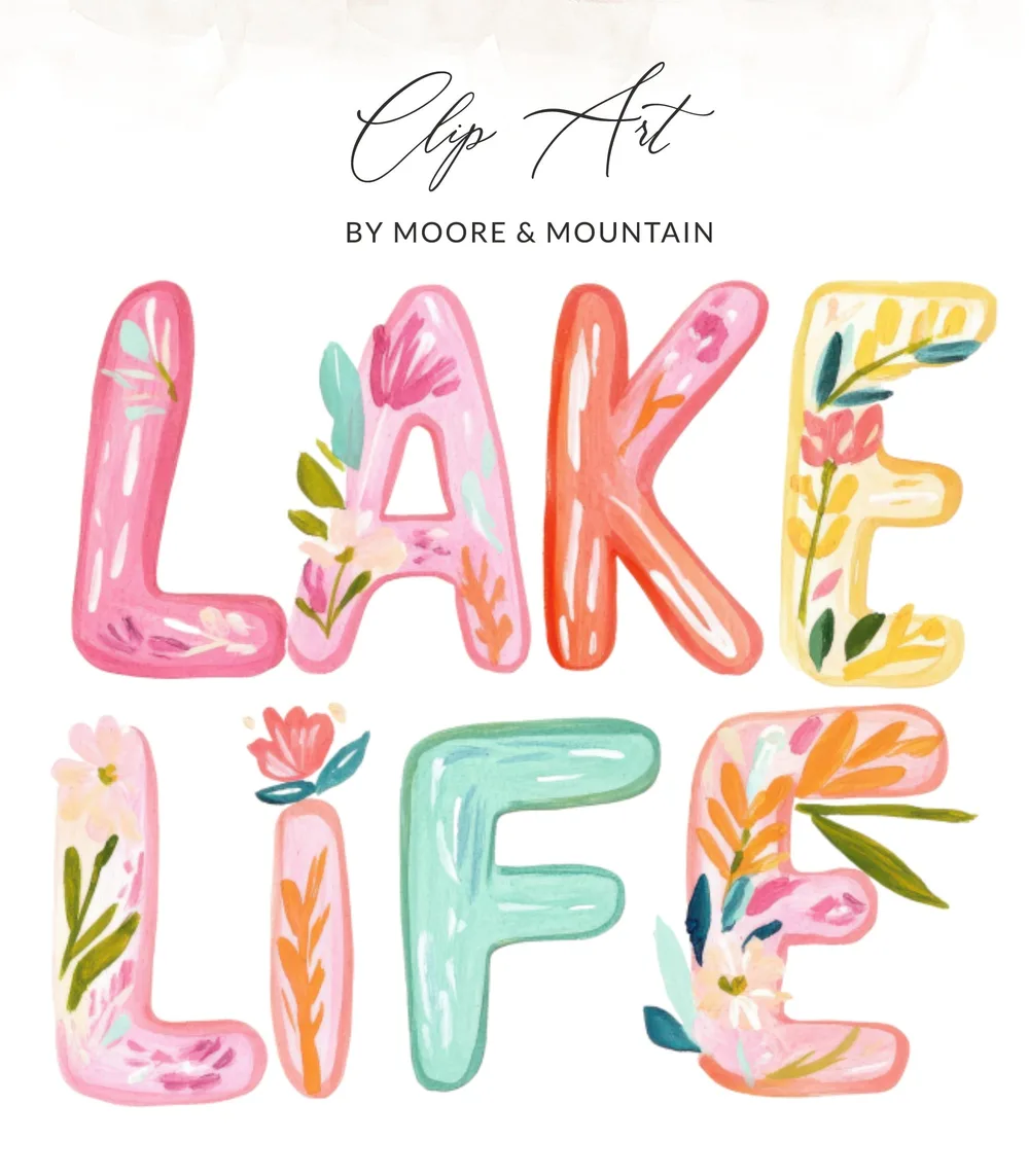 SVG Preppy Lake Life PNG SVG, Painterly Pastel Artwork, Watercolor Preppy Graphic, Gouache Style Illustration, Vibrant Digital Clipart