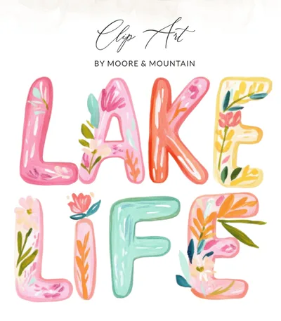 SVG Preppy Lake Life PNG SVG, Painterly Pastel Artwork, Watercolor Preppy Graphic, Gouache Style Illustration, Vibrant Digital Clipart