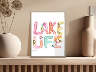 SVG Preppy Lake Life PNG SVG, Painterly Pastel Artwork, Watercolor Preppy Graphic, Gouache Style Illustration, Vibrant Digital Clipart