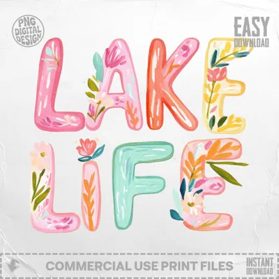 SVG Preppy Lake Life PNG SVG, Painterly Pastel Artwork, Watercolor Preppy Graphic, Gouache Style Illustration, Vibrant Digital Clipart