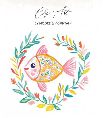 SVG Preppy Painterly Fish SVG, Hand Painted PNG Clipart, Gouache Style Illustration, Watercolor Preppy Graphic, Artsy Girly Digital, Vibrant