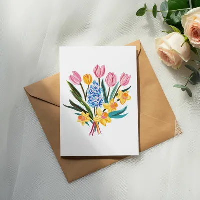 SVG Preppy Painterly Flowers SVG, Hand Painted Tulip Daffodil Hyacinth Clipart, Gouache Style Illustration PNG, Vibrant Brushstroke Digital Art