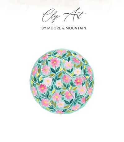 SVG Preppy Painterly Soccer Ball SVG Watercolor Floral PNG | Gouache Style Sports Illustration | Artsy Girly Football Digital Design