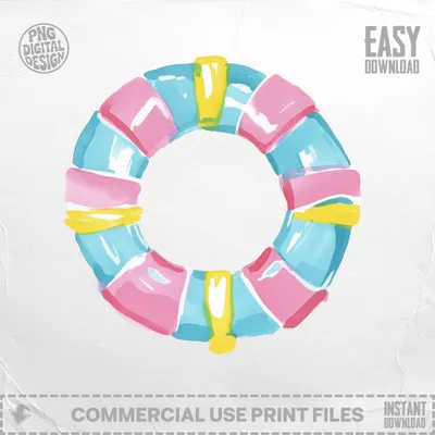 Colorful ring float with pink, blue, and yellow sections, with "Easy Download" text.