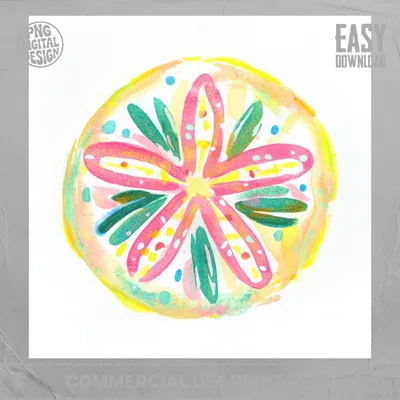 Watercolor painting of a colorful, abstract floral design with "EASY DOWNLOAD" text.