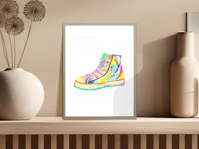 SVG Preppy Sneaker Clipart, Neon Pastel SVG, Vibrant PNG Download, Y2K Rainbow Shoe Art, Colorful Sticker Design, Printable Sticker File