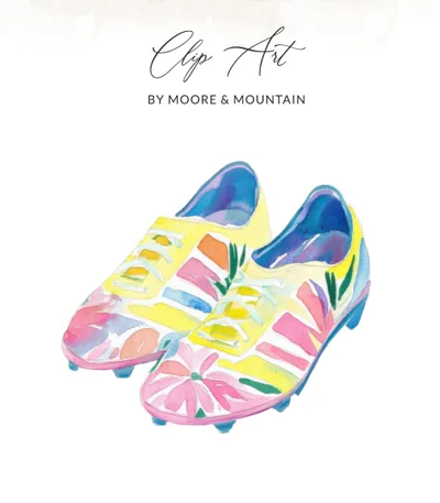 SVG Preppy Soccer Cleats PNG SVG, Watercolor Painted Shoes Art, Colorful Girly Graphic, Trendy Sticker Design, Cricut and Sublimation Digital