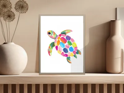 SVG Preppy Turtle Clipart, Rainbow Sea Turtle SVG, Neon Pastel PNG, Colorful Animal Sticker, Trendy Girly Graphic, Cute Ocean Art Digital