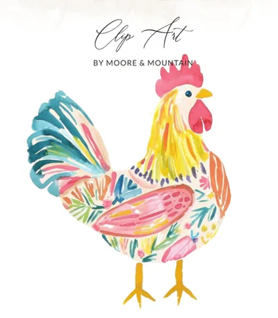 SVG Preppy Watercolor Rooster PNG SVG, Tropical Prep Chicken Art, Playful Bold Illustration, Colorful Girly Graphic, Digital Download