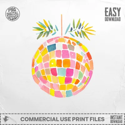 SVG Rainbow Disco Ball PNG SVG, Retro 90s Graphic, Y2K Aesthetic Art, Preppy Neon Clipart, Holographic Effect Clipart, Glitter Sparkle