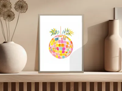SVG Rainbow Disco Ball PNG SVG, Retro 90s Graphic, Y2K Aesthetic Art, Preppy Neon Clipart, Holographic Effect Clipart, Glitter Sparkle