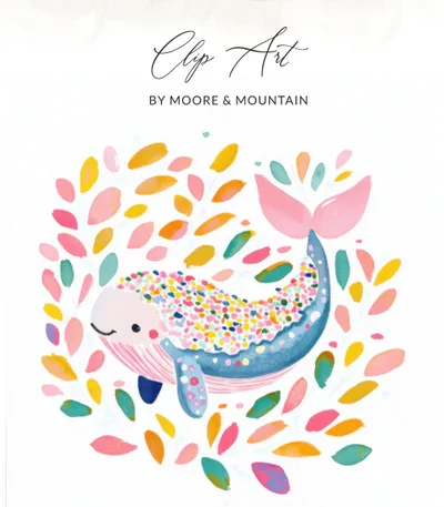 SVG Rainbow Whale Clipart PNG SVG, Kawaii Animal Digital Art, Cute Fantasy Illustration, Rainbow Pastel Artwork, Trendy Girly Design