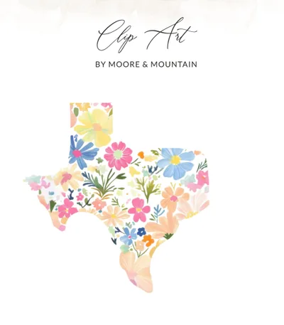 SVG Texas Floral PNG Digital, Preppy Clipart Commercial Use, Pastel Flower SVG, Vibrant Y2K Aesthetic Art, Digital Download