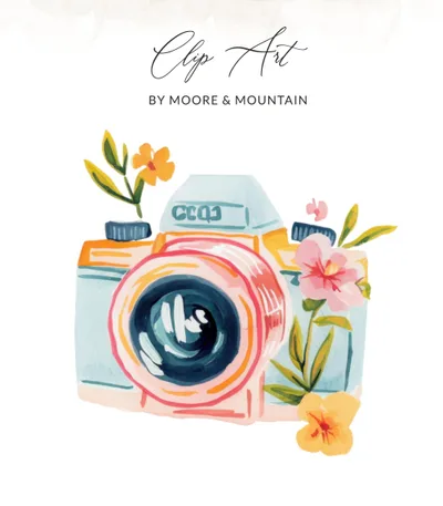 SVG Vintage Floral Camera SVG PNG, Watercolor Art Photography Illustration, Creative Digital Download, Aesthetic Flower Camera Clip Art