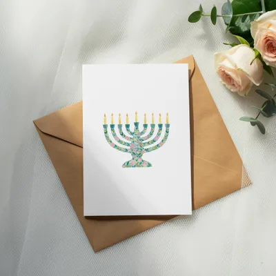SVG Watercolor Menorah Clipart Digital Download - Preppy Painterly Hanukkah SVG PNG - Festive Pastel Art Gouache Style Illustration
