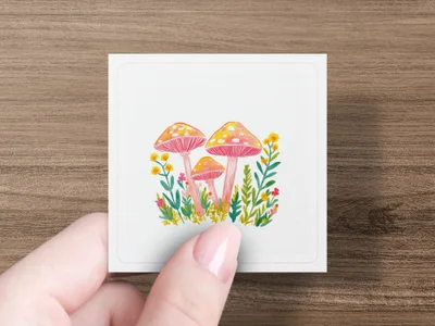 SVG Watercolor Mushroom Clipart, Preppy Forest Digital Art, Vibrant Floral PNG, Whimsical Fungi Illustration, Instant Download Graphic, Designer