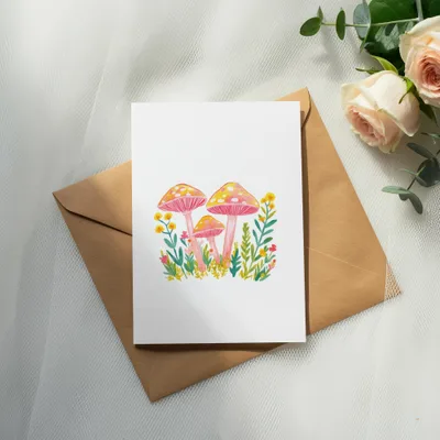 SVG Watercolor Mushroom Clipart, Preppy Forest Digital Art, Vibrant Floral PNG, Whimsical Fungi Illustration, Instant Download Graphic, Designer