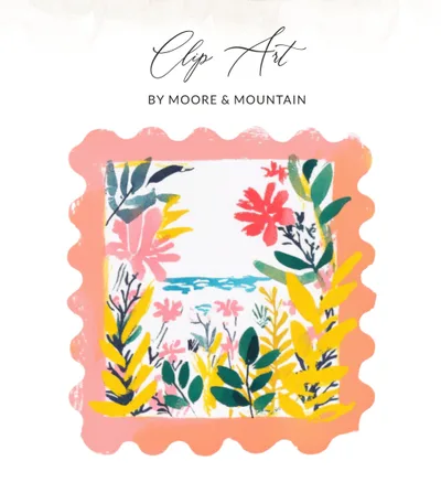 SVG Watercolor Tropical Stamp Clipart Digital, Vibrant Hand Painted Floral Illustration, Beachy Stamp PNG, Commercial Use, Instant Download