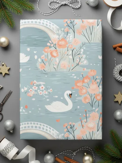 Swan and Floral River Pattern Decorative Illustration - Moore and Mountain