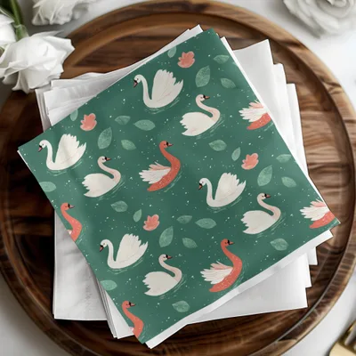 Swan Lake Digital Paper, Seamless Pattern, Teal Background, Floral Design, Swan Print, Digital Download, Scrapbooking, Fabric Design - Moore and Mountain