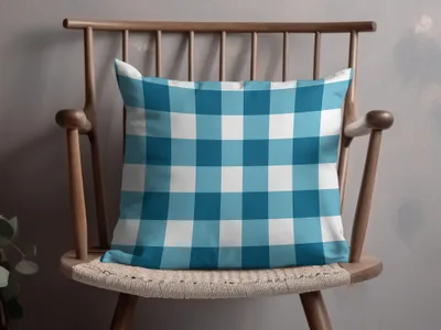 Blue and White Checkered Decorative Pillow product