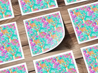 Preppy Winter Seamless Pattern Teal Deer Digital Paper For Commercial Use - Moore and Mountain
