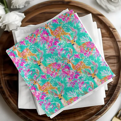 Preppy Winter Seamless Pattern Teal Deer Digital Paper For Commercial Use - Moore and Mountain