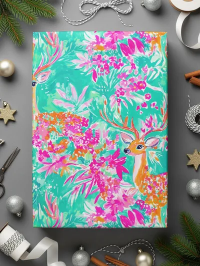 Preppy Winter Seamless Pattern Teal Deer Digital Paper For Commercial Use - Moore and Mountain