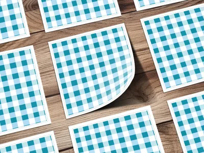Blue Gingham Patterned Home Decor Sticker Sheet