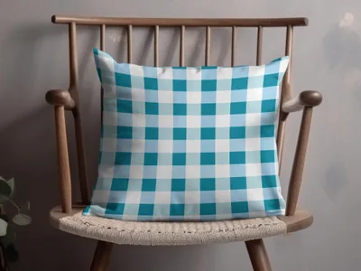 Blue and White Plaid Decorative Throw Pillow